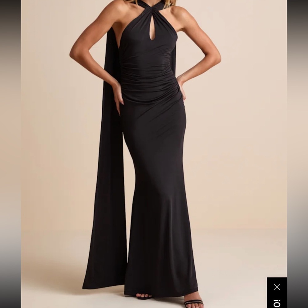 Lulu's Black Halter Maxi Dress